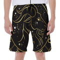 Gold And Black Capricorn Sign Print Men's Beach Shorts