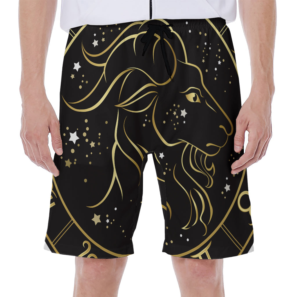 Gold And Black Capricorn Sign Print Men's Beach Shorts