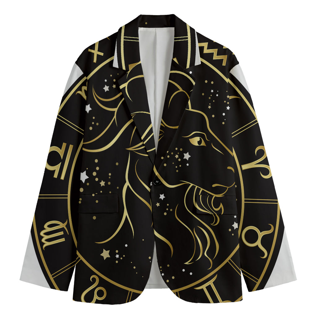 Gold And Black Capricorn Sign Print Men's Blazer