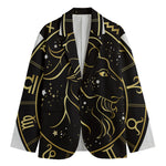 Gold And Black Capricorn Sign Print Men's Blazer