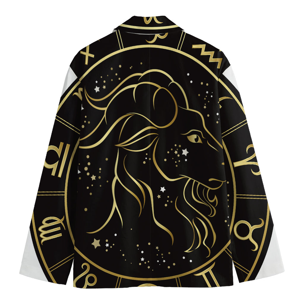 Gold And Black Capricorn Sign Print Men's Blazer