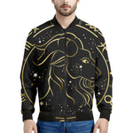 Gold And Black Capricorn Sign Print Men's Bomber Jacket