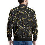 Gold And Black Capricorn Sign Print Men's Bomber Jacket