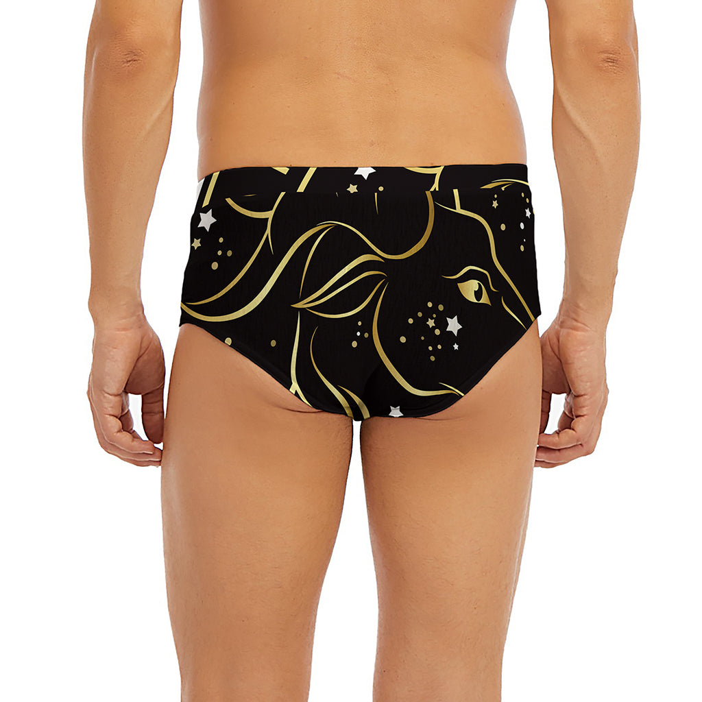 Gold And Black Capricorn Sign Print Men's Briefs