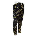 Gold And Black Capricorn Sign Print Men's Compression Pants