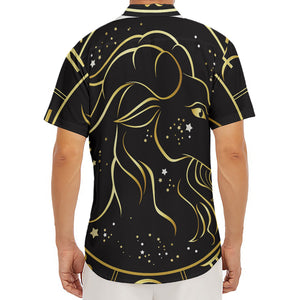 Gold And Black Capricorn Sign Print Men's Deep V-Neck Shirt