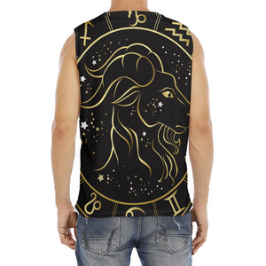 Gold And Black Capricorn Sign Print Men's Fitness Tank Top