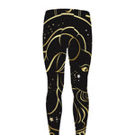 Gold And Black Capricorn Sign Print Men's leggings