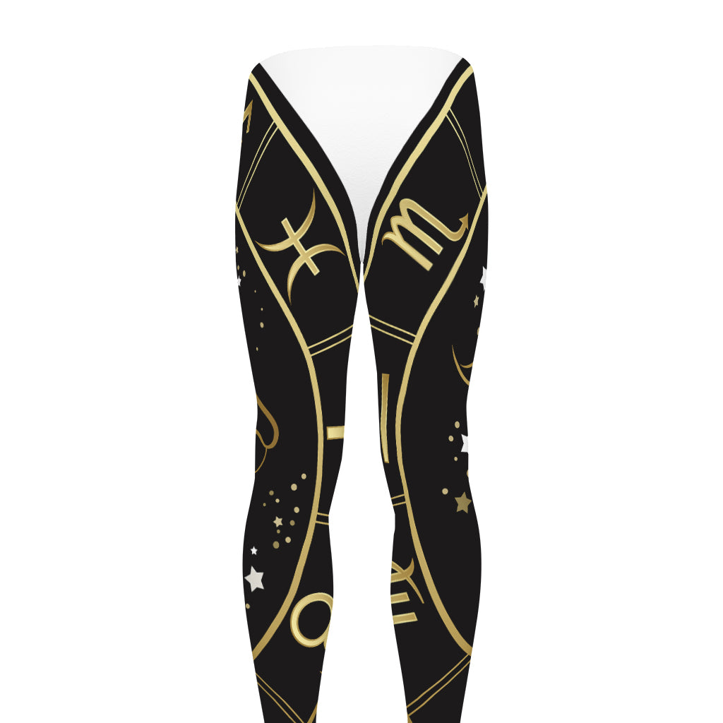 Gold And Black Capricorn Sign Print Men's leggings