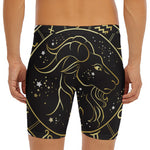 Gold And Black Capricorn Sign Print Men's Long Boxer Briefs