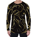 Gold And Black Capricorn Sign Print Men's Long Sleeve T-Shirt