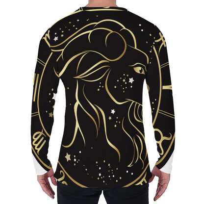 Gold And Black Capricorn Sign Print Men's Long Sleeve T-Shirt
