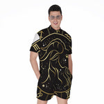 Gold And Black Capricorn Sign Print Men's Rompers