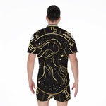 Gold And Black Capricorn Sign Print Men's Rompers