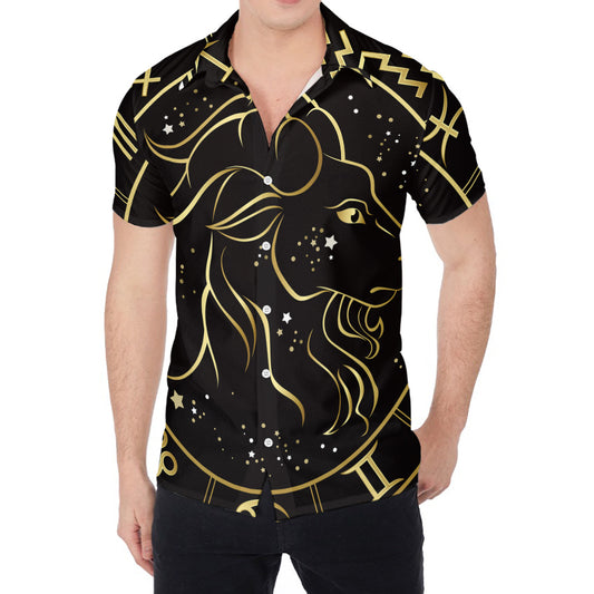 Gold And Black Capricorn Sign Print Men's Shirt