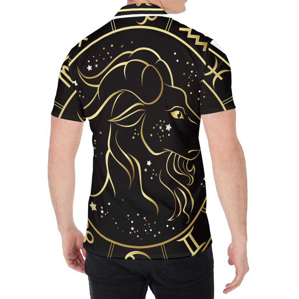 Gold And Black Capricorn Sign Print Men's Shirt