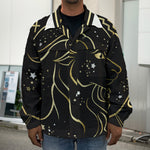 Gold And Black Capricorn Sign Print Men's Shirt Jacket