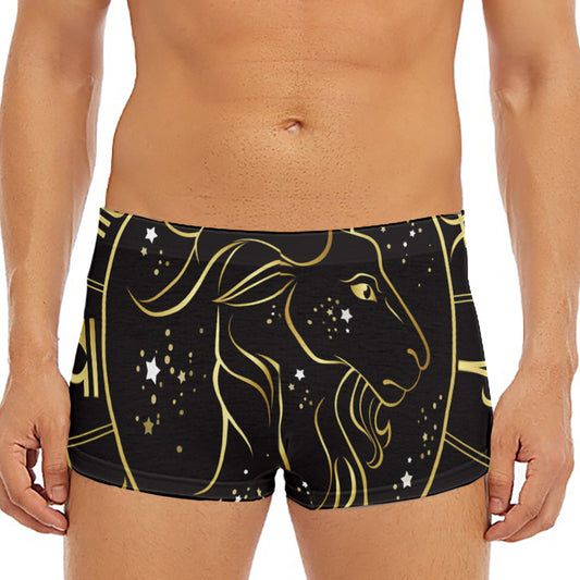 Gold And Black Capricorn Sign Print Men's Short Boxer Briefs