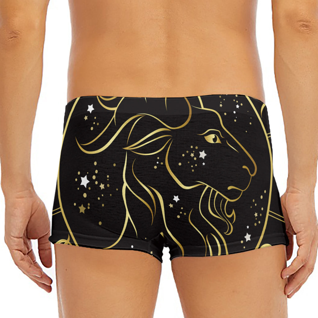Gold And Black Capricorn Sign Print Men's Short Boxer Briefs
