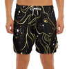 Gold And Black Capricorn Sign Print Men's Split Running Shorts