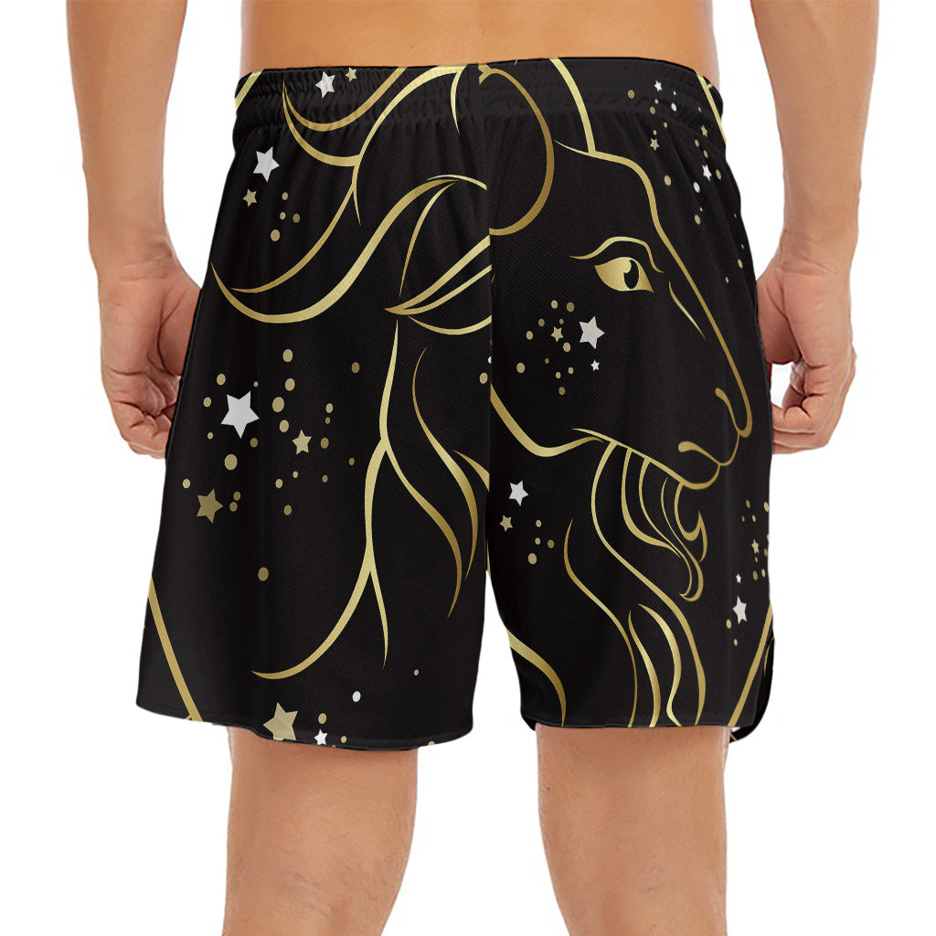 Gold And Black Capricorn Sign Print Men's Split Running Shorts