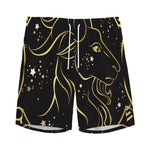 Gold And Black Capricorn Sign Print Men's Sports Shorts