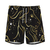 Gold And Black Capricorn Sign Print Men's Sports Shorts