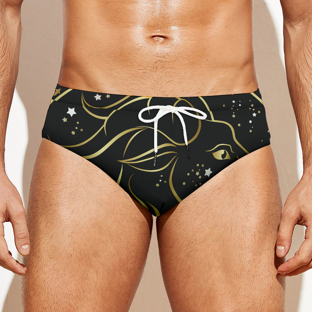 Gold And Black Capricorn Sign Print Men's Swim Briefs