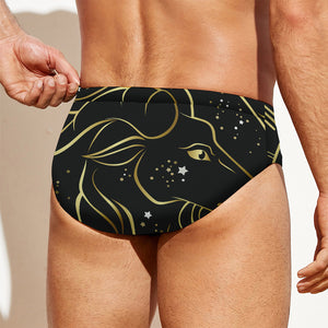 Gold And Black Capricorn Sign Print Men's Swim Briefs