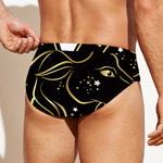 Gold And Black Capricorn Sign Print Men's Swim Briefs