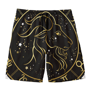 Gold And Black Capricorn Sign Print Men's Swim Trunks