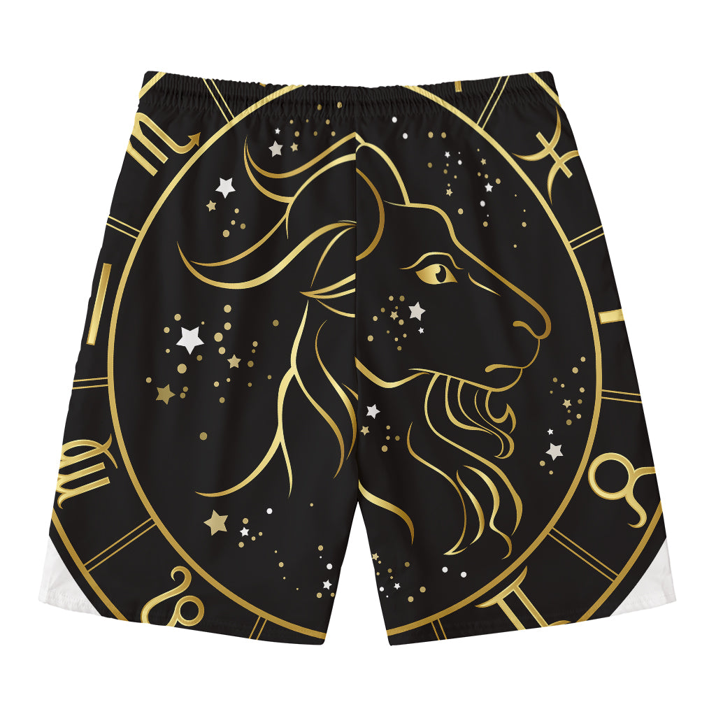 Gold And Black Capricorn Sign Print Men's Swim Trunks