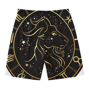 Gold And Black Capricorn Sign Print Men's Swim Trunks