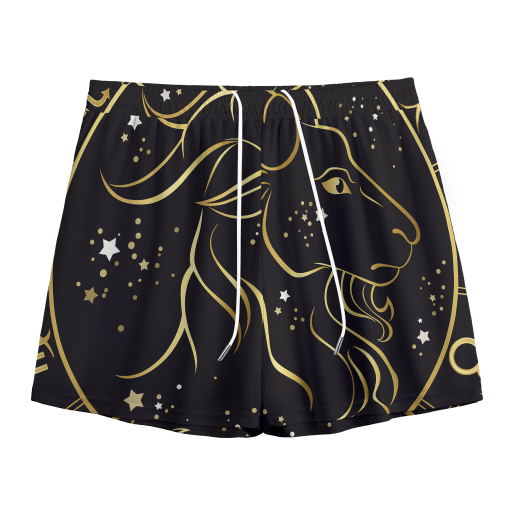 Gold And Black Capricorn Sign Print Mesh Shorts