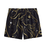 Gold And Black Capricorn Sign Print Mesh Shorts