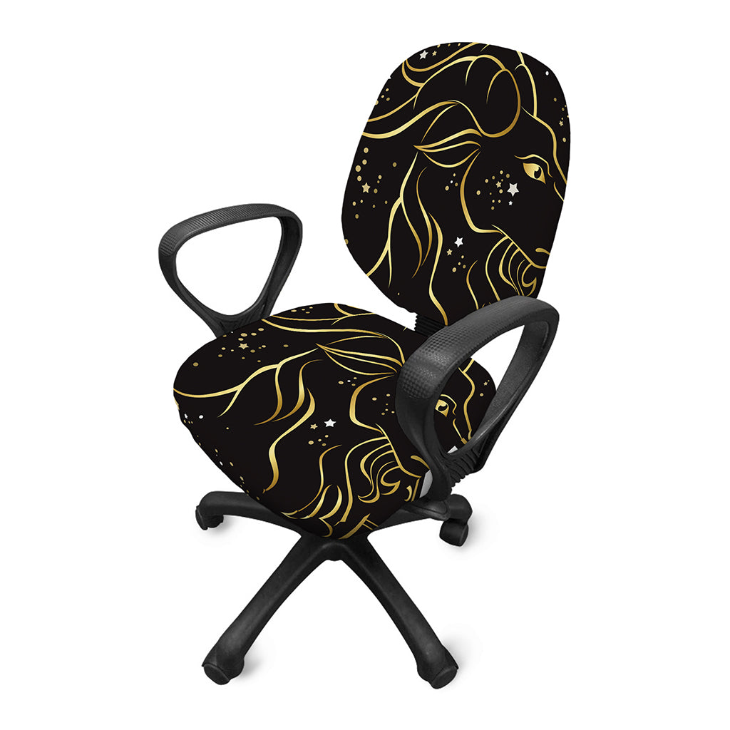 Gold And Black Capricorn Sign Print Office Chair Cover