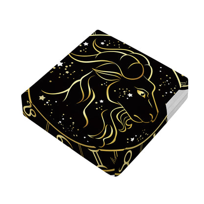 Gold And Black Capricorn Sign Print Outdoor Seat Cushion Cover