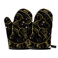 Gold And Black Capricorn Sign Print Oven Mitts