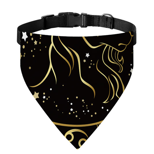 Gold And Black Capricorn Sign Print Over The Collar Dog Bandana