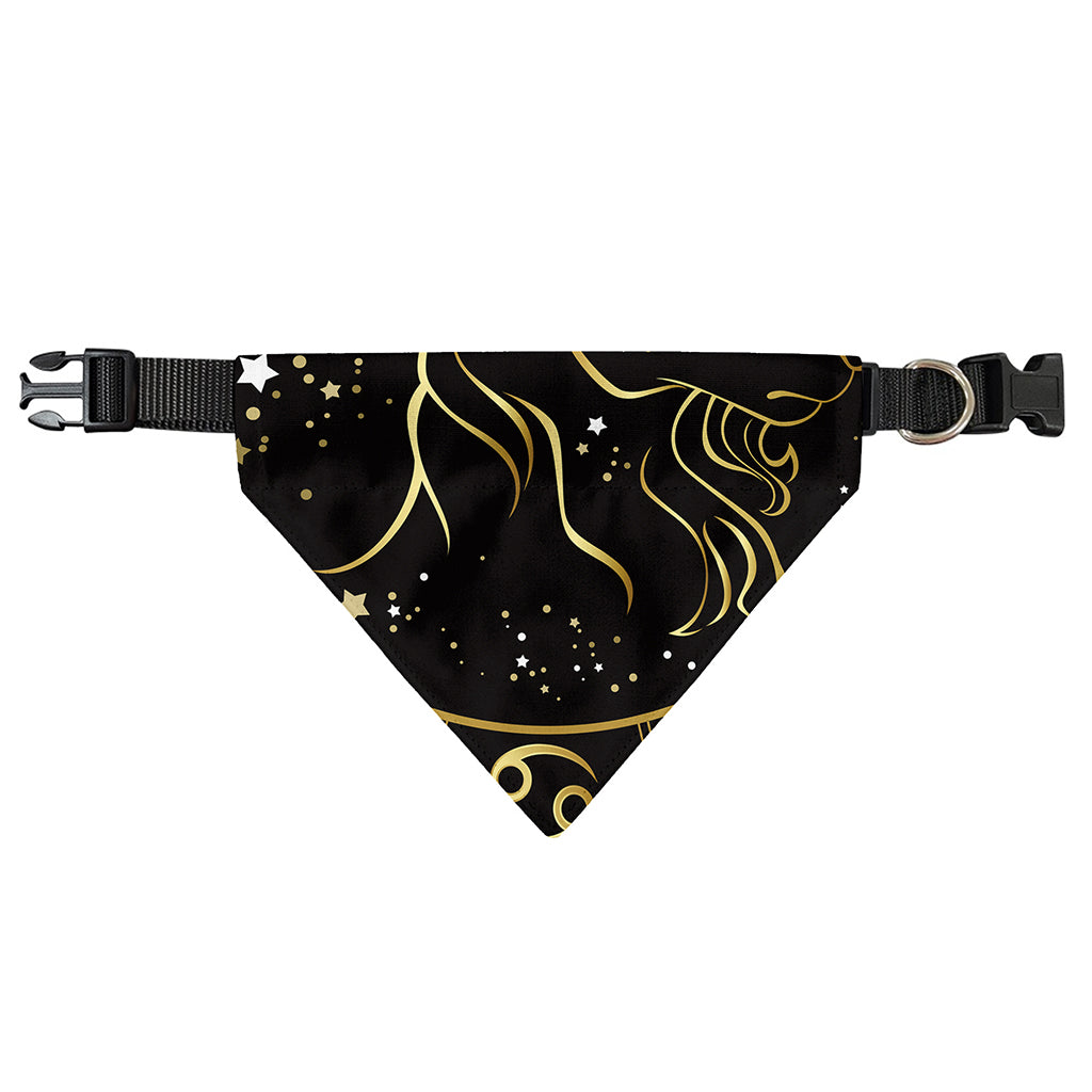 Gold And Black Capricorn Sign Print Over The Collar Dog Bandana
