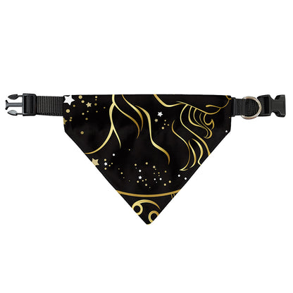 Gold And Black Capricorn Sign Print Over The Collar Dog Bandana