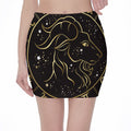Gold And Black Capricorn Sign Print Pencil Mini Skirt