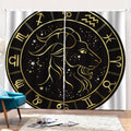 Gold And Black Capricorn Sign Print Pencil Pleat Curtains
