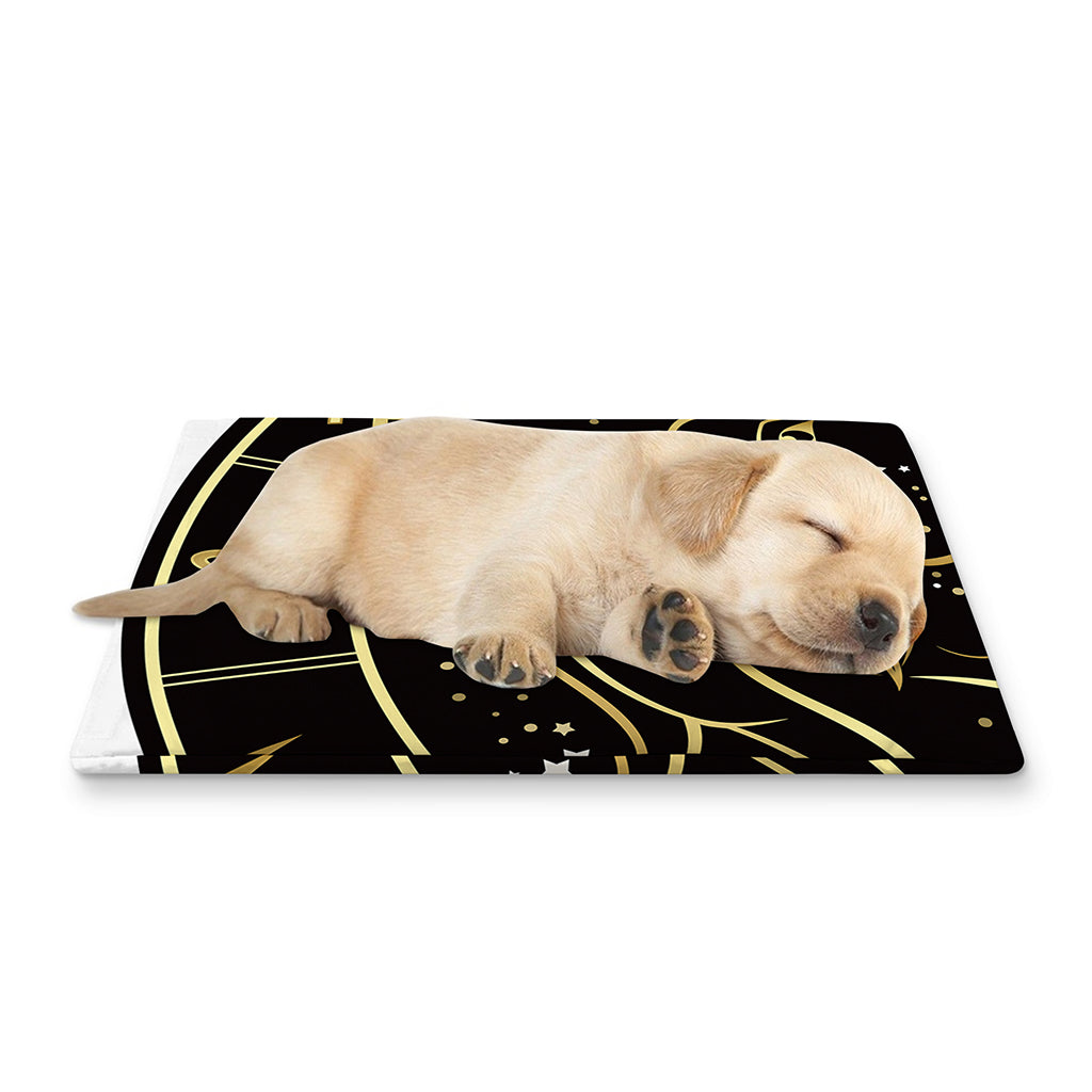 Gold And Black Capricorn Sign Print Pet Cooling Mat Cover