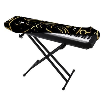 Gold And Black Capricorn Sign Print Piano Keyboard Cover