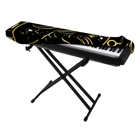 Gold And Black Capricorn Sign Print Piano Keyboard Cover