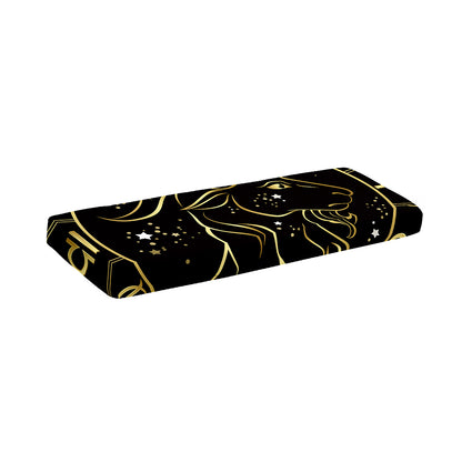Gold And Black Capricorn Sign Print Piano Keyboard Cover