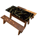 Gold And Black Capricorn Sign Print Picnic Table Cover