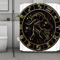 Gold And Black Capricorn Sign Print Polyester Shower Curtain