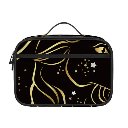 Gold And Black Capricorn Sign Print Portable Lunch Bag
